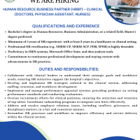 St. Jude Hospital: Human Resource Business Partner (HRBP) - Clinical (Doctors, Physician Assistants, Nurses)